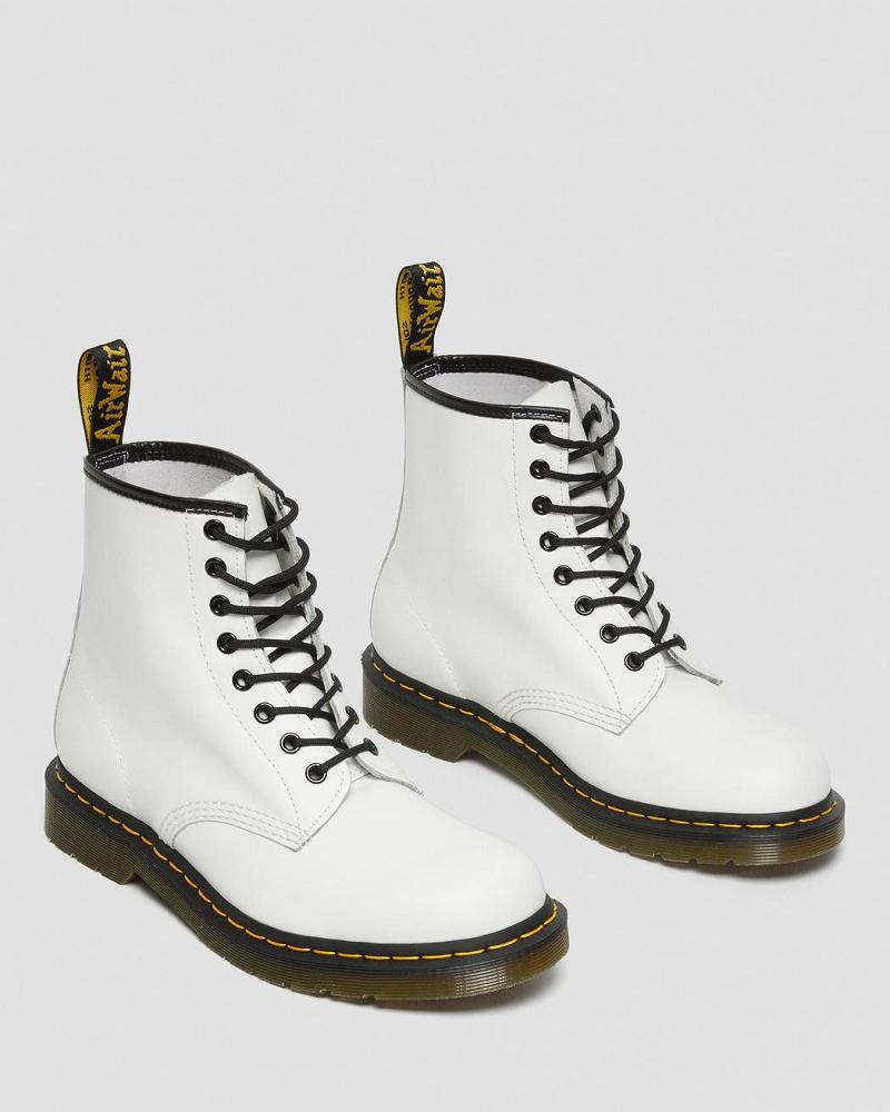 White Men's Dr Martens 1460 Smooth Leather Lace Up Boots | CA 535BEX